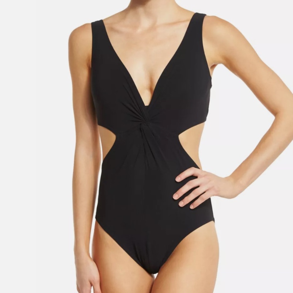KARLA COLLETTO BASICS V-NECK MONOKINI SWIMSUIT IN BLACK 14